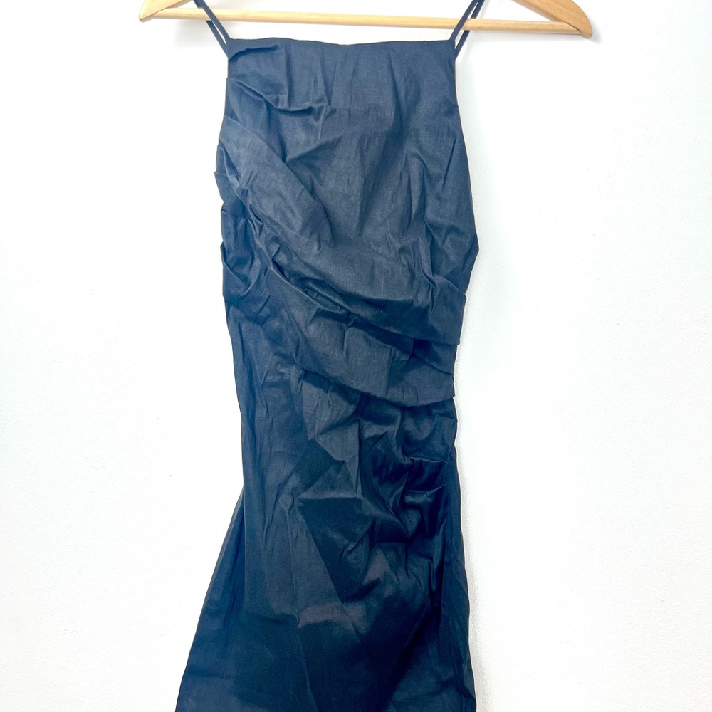 Zara Black Strappy Ruched Back Mini Dress - Party or Evening Look